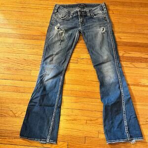 Silver Jeans Womens 29 X33 Twisted Boot Western Thick Stitch Pants